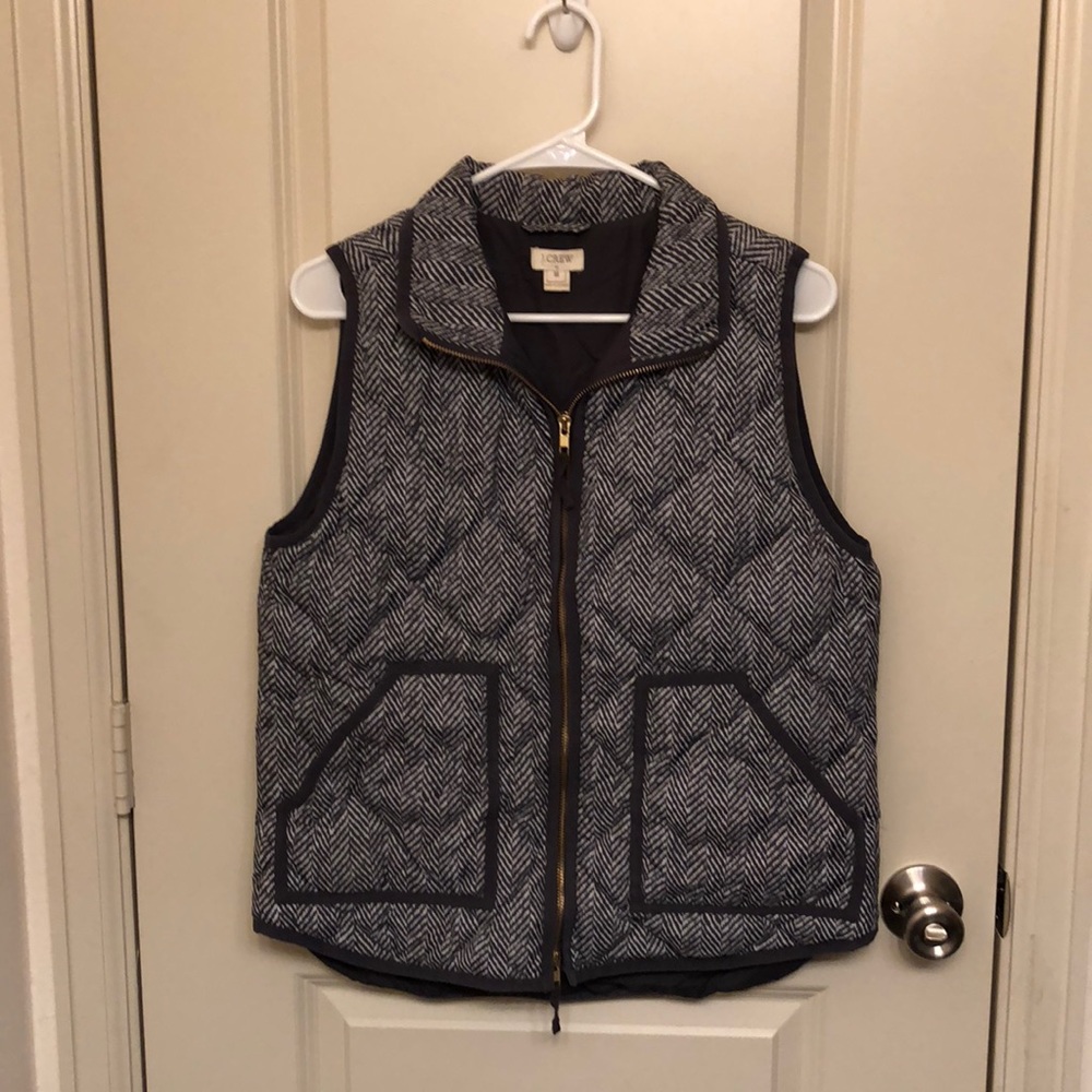 J crew herringbone puffer vest